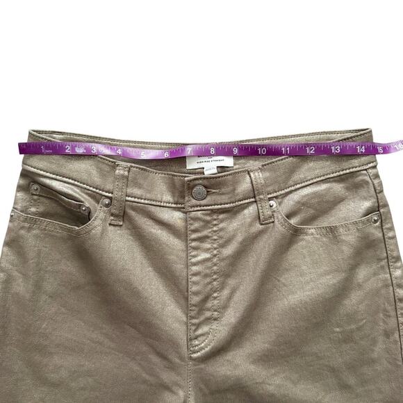 Banana Republic Pants Women 29 8 Petite Gold High Rise Straight Metallic Shimmer - Picture 5 of 15